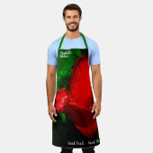 Nassrote Tulip-Blume auf Grün Schürze (Getragen)