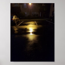 Nassstraßen und Straßenbeleuchtung Poster