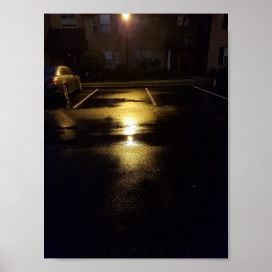 Nassstraßen und Straßenbeleuchtung Poster (Vorne)