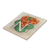 Nasturtien Blume Floral Monogramm Fliese (Seite)