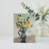 Nasturtien in einer blauen Vase von Monet Postkarte (Stehend Vorderseite)