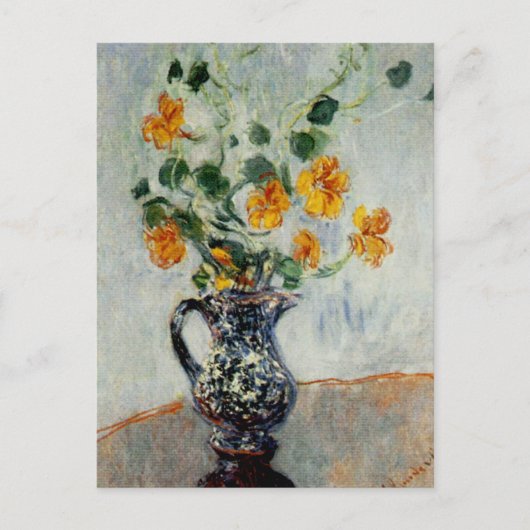 Nasturtien in einer blauen Vase von Monet Postkarte (Vorderseite)