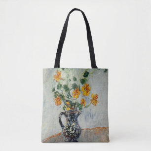 Nasturtien in einer blauen Vase von Monet Tasche