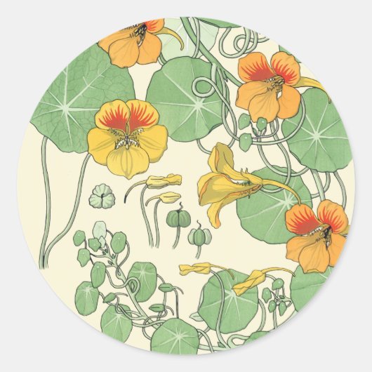 Nasturtien Runder Aufkleber (Vorderseite)
