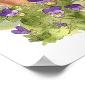 Nasturtium Blume Bucht Bäume Kräuter Wasserfarbe K Poster (Ecke)