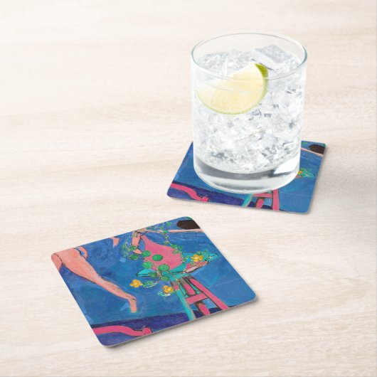 Nasturtium-Blume im Atelier, Matisse Rechteckiger Pappuntersetzer (Vor Ort)