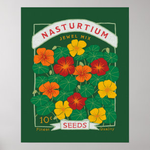 Nasturtium Blume Seed Packet (grün) Poster