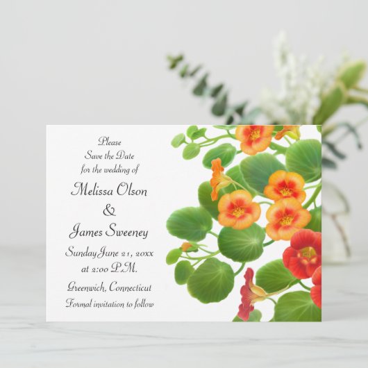 Nasturtium Blumengarten Save the Date (Stehend Vorderseite)