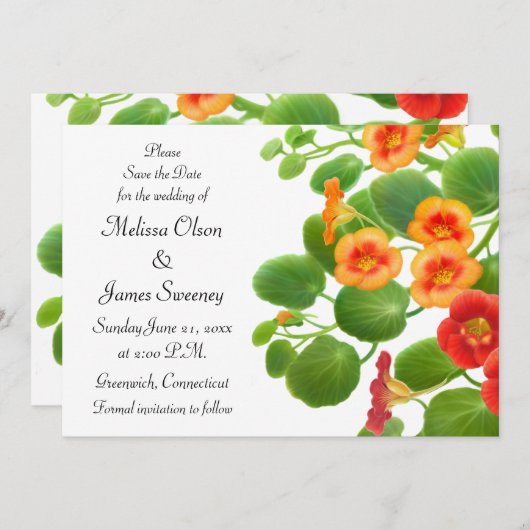 Nasturtium Blumengarten Save the Date (Vorne/Hinten)