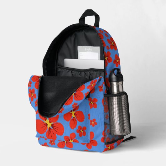 Nasturtium Design Backpack Bedruckter Rucksack (Rückseitige Ecke links (Offen) )
