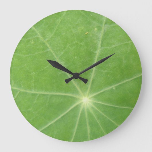 Nasturtium Leaf Wall Clock Große Wanduhr (Vorderseite)