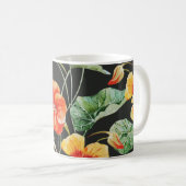 Nasturtium Orange: Dunkles Watercolor-Muster. Kaffeetasse (VorderseiteRechts)