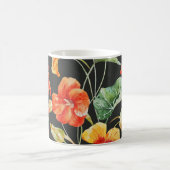 Nasturtium Orange: Dunkles Watercolor-Muster. Kaffeetasse (Mittel)