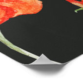 Nasturtium Orange: Dunkles Watercolor-Muster. Poster (Ecke)