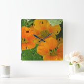 Nasturtium Wall Clock Quadratische Wanduhr (Zuhause)