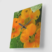 Nasturtium Wall Clock Quadratische Wanduhr (Winkel)
