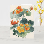Nasturtium - Watercolor flowers Karte (Gelbe Blume)
