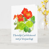 Nasturtiums Birthday Card - Niederländisch Gruß Karte (Gelbe Blume)