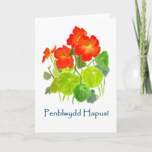 Nasturtiums Geburtstagskarte - Walisische Gruß Karte