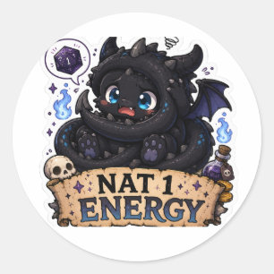 Nat 1 Energie Süßer Baby-Drache D&D Aufkleber