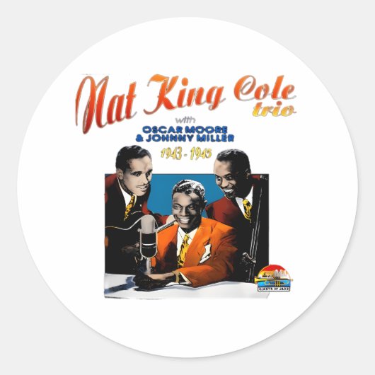 Nat King Cole Runder Aufkleber (Vorderseite)