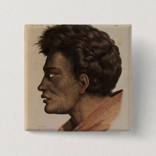Natai, ein Maori- Leiter von der Brachsen-Bucht, Button (Vorderseite)