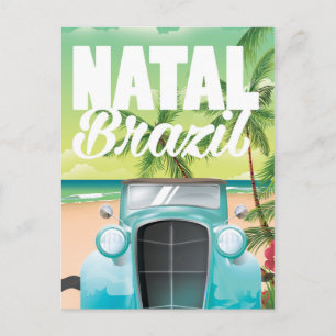 Natal Brasilien Vintage-Automobil-Reiseposter Postkarte
