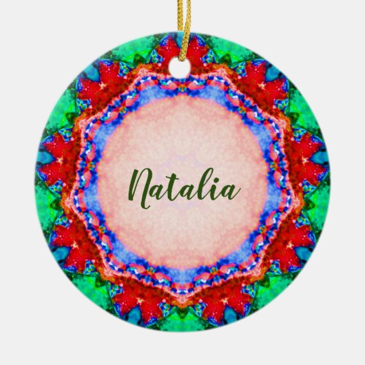 NATALIA Christmas Fractal Personalised Keramik Ornament (Vorne)