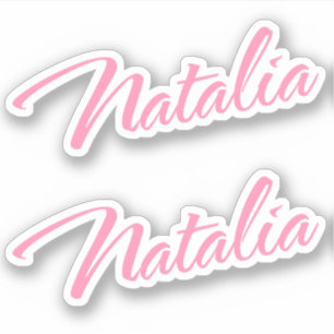 Natalia-Dekorationsname in Rosa x2-Aufkleber Aufkleber