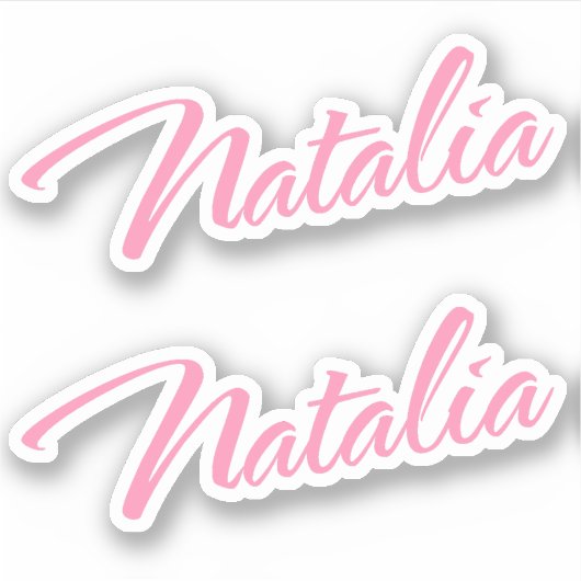 Natalia-Dekorationsname in Rosa x2-Aufkleber Aufkleber (Vorderseite)