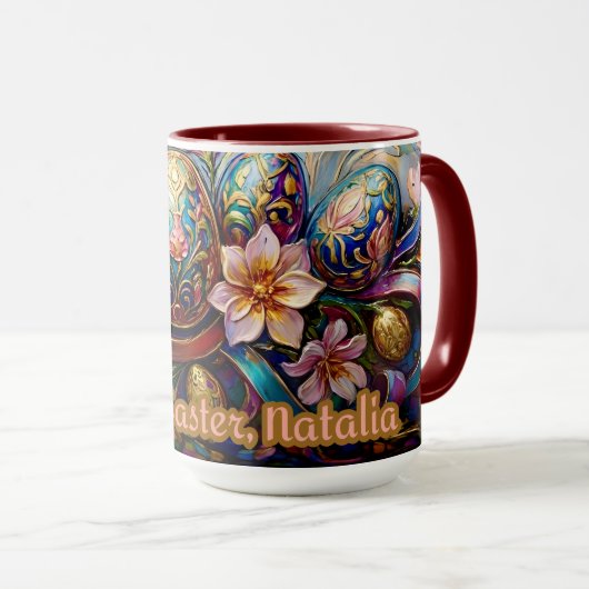 NATALIA ~ EASTER MUG ~ Flowers Eggs~  Tasse (VorderseiteRechts)