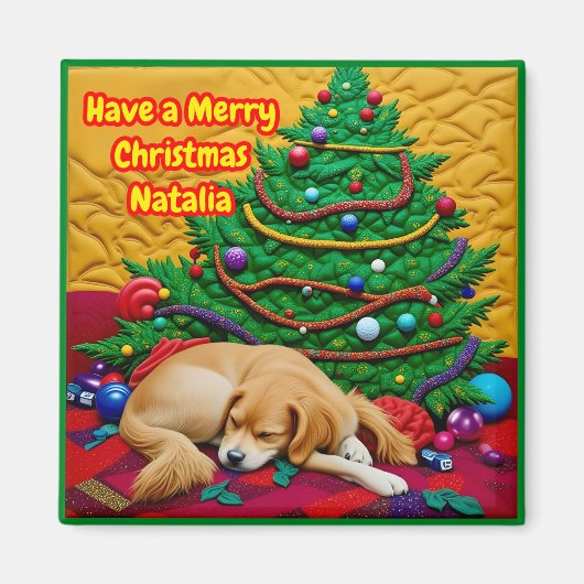 NATALIA~ MERRY CHRISTMAS ~ Tree Toys Dog ~  Magnet (Vorne)