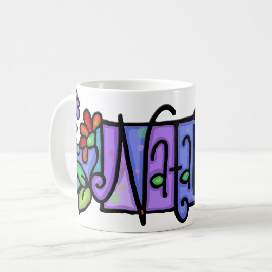 NATALIE handgemalter individueller Name Kaffeetasse (Vorderseite Links)