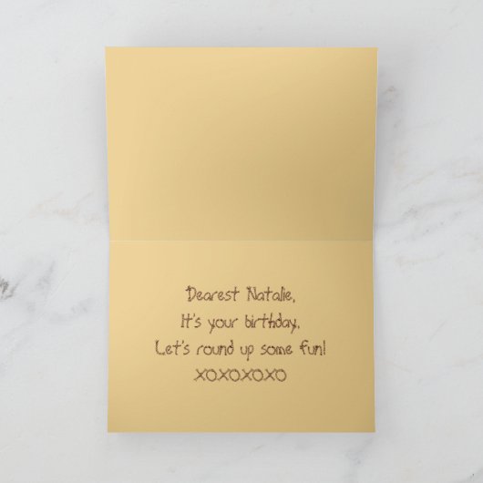 Natalie Happy Birthday Palomino Pferdekarte Karte (Innenseite)