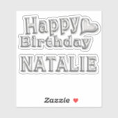 Natalie Happy Birthday silver Aufkleber Sticker (Blatt)