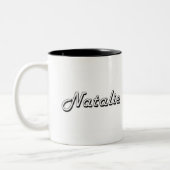 Natalie klassischer Retro Namensentwurf Zweifarbige Tasse (Links)