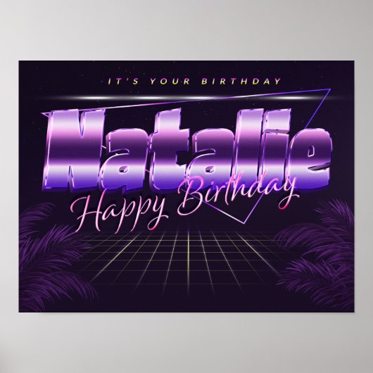 Natalie Name Vorname lila retro Geburtstag Poster (Vorne)