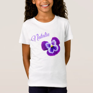 Natalie, Namensschild mit Hübscher Lila Pansy, T-Shirt
