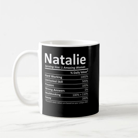 NATALIE Nutrition Personalized Name Funny Christma Kaffeetasse (Links)