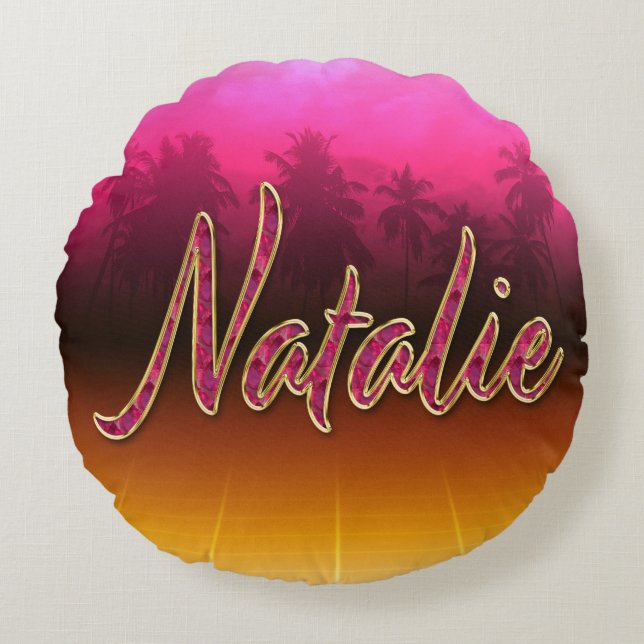 Natalie Vorname Name golden pink Kissen (Vorderseite)