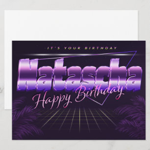 Natascha Name Vorname lila retro Karte Geburtstag