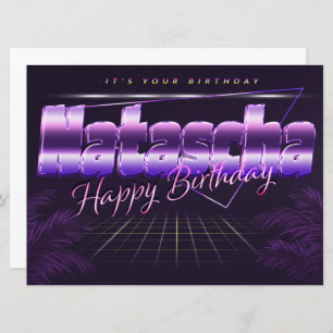 Natascha Name Vorname lila retro Karte Geburtstag