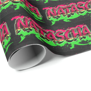 Natascha Vorname Name Graffiti red green Geschenkpapier