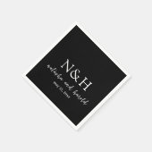 Natasha Black Monogram Modern Wedding Serviette (Ecke)