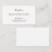 Natasha Calligraphy Schwarz-weiß Wedding Reception Begleitkarte (Vorne/Hinten)