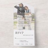 Natasha Foto Monogram Modern Wedding All In One Einladung (Innen Boden)