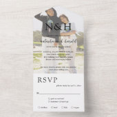 Natasha Foto Monogram Modern Wedding All In One Einladung (Innen Boden)