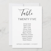 Natasha Modern Wedding Table Chart Card Karte (Vorderseite)
