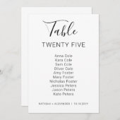 Natasha Modern Wedding Table Chart Card Karte (Vorne/Hinten)