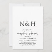 Natasha Monogram Modern Couples Dusche Einladung (Vorderseite)